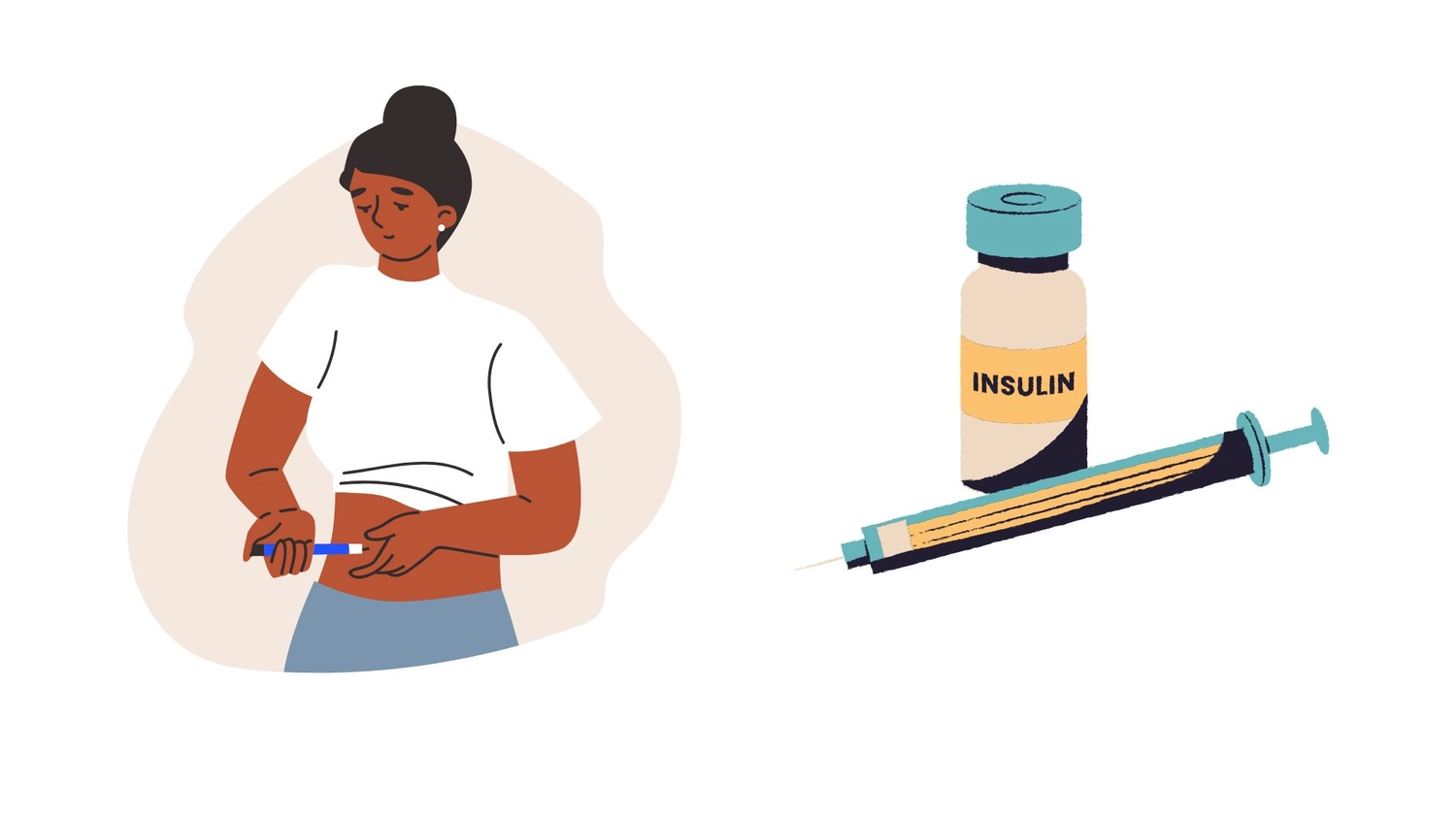 Pflegeengel Monique - Pflege mit Gefühl und Leidenschaft - Illustration einer Frau, die sich eine Insulinspritze gibt